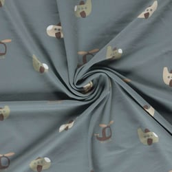 Tissu Sweat léger French Terry Elio airplane sur fond Bleu gris
