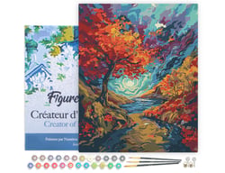 Peinture par Numéro Figured'Art avec Cadre - Automne surréaliste inspiré de Van Gogh - Kit de Loisir Créatif DIY Numéro d'Art Complet - 40x50cm toile tendue sur châssis
