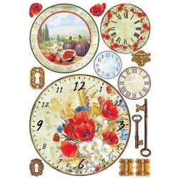 1 feuille de papier de riz 22 x 32 cm Ciao Bella TUSCAN CLOCKS 100