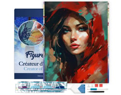Diamond Painting Broderie Diamant Figured’Art 40x50cm toile tendue sur châssis en bois - diamants carrés - Femme au foulard rouge
