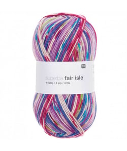 Pelote de laine à chaussettes à tricoter Superba Fair Isle 4 fils - 100GR - Rico Design 02 Lilas/pink