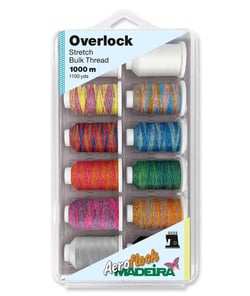 Coffret de 12 cônes de fil mousse multicolore Aeroflock Madeira - 1000m - Certifié Oeko-Tex Multicolore