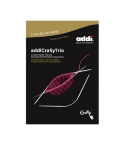 3 Aiguilles à chaussettes CraSyTrio Doubles Pointes 21cm/2mm, 2.50mm et 4,00mm (160-2) - Addi Click N°4 Gris