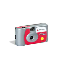 AGFAPHOTO 601020 - Appareil Photo Jetable LeBox Flash, 27 photos, Objectif Optique 31 mm - Gris et Rouge