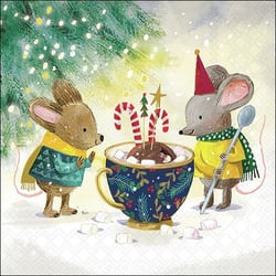 Lot de 4 serviettes en papier découpage collage 33 cm SOURIS DE NOEL NO 202