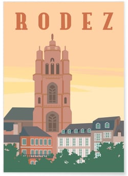 Affiche ville Rodez | A3 : 29,7x42cm