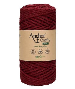 Corde de Coton Recyclé Macramé Anchor Crafty Fine - 250gr - Anchor 119 Rouge (Bordeaux)