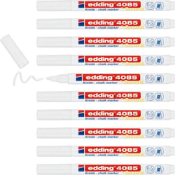 Lot de 10 Marqueurs Craie Liquide Edding 4085 Blanc Pointe Ronde 1-2 mm
