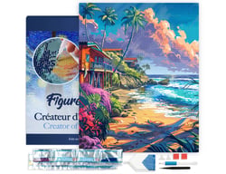 Diamond Painting Broderie Diamant Figured’Art 40x50cm toile tendue sur châssis en bois - diamants carrés - Maisons en bord de plage