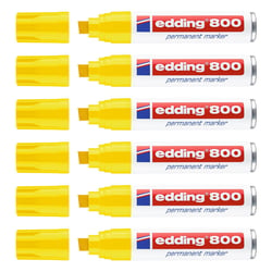 Lot de 6 marqueurs permanents - EDDING - Corps aluminium jaune - Pointe biseautée 4-12 mm