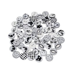60 boutons fantaisie couture layette scrapbooking 1.3 cm mix BLANC NOIR