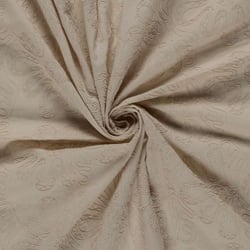 Tissu Coton brodé Adriana grandes fleurs sur fond Beige