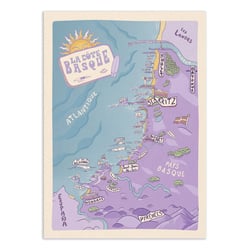 Affiche 30x40 cm - Carte Pays Basque - Art Rider