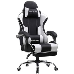 Chaise gaming ergonomique GTPLAYER - Tissu - Noir/blanc - 50 x 50 x 125 cm