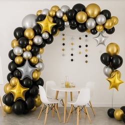 Kit 115 ballons et accessoires - or et noir
