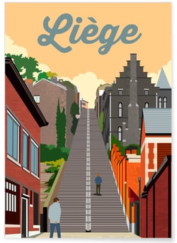 Affiche ville Liège | A3 : 29,7x42cm