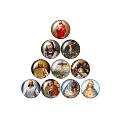 10 cabochons rond en verre assorties 25 mm RELIGION A