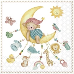 Lot de 4 serviettes en papier découpage collage 33 cm NOUNOURS LUNE