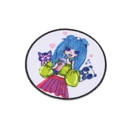 Ecusson thermocollant manga cheveu bleu 5,5cm x 5,5cm
