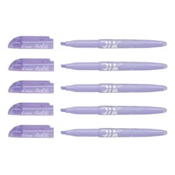 Lot de 5 surligneurs effaçables pointe biseautée 3,3 mm - PILOT Frixion Light Soft - Violet pastel