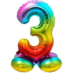 Ballon Géant Rainbow Chiffre 3 avec base (81 cm)