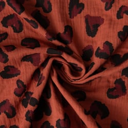 Tissu Double gaze de Coton Saian coeurs sur fond Terracotta