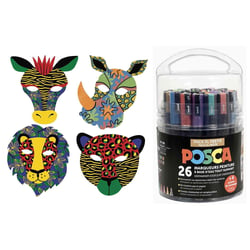 Set de marqueurs pointe fine et moyenne - POSCA - Couleurs assorties - Kit masques