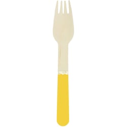 8 Fourchettes en Bois Jaune Curry/Or