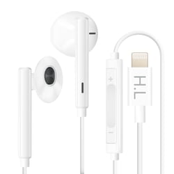 Avizar Écouteurs Lightning pour iPhone Microphone Boutons de Commande Blanc