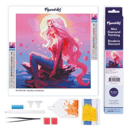 Mini Diamond Painting Broderie Diamant Figured’Art 25x25cm toile entière roulée avec diamants ronds - Sirène Rose