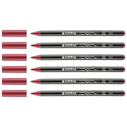 Lot de 6 feutres porcelaine pointe pinceau 1-4 mm - EDDING - Carmin - 4200