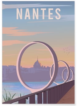 Affiche ville Nantes | A3 : 29,7x42cm