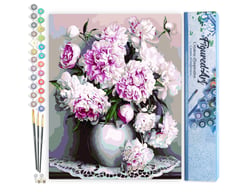 Peinture par Numéro Figured'Art - Vase de Pivoines - Kit de Loisir Créatif DIY Numéro d'Art Complet - 40x50cm sans châssis en bois