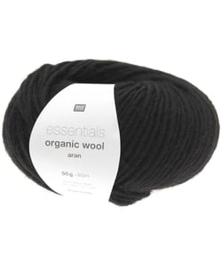 Pelote de laine à tricoter Essentials Organic Wool Aran - Rico Design 06 Noir