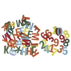 Lettres+chiffres en feutrine, 4 cm,5 couleurs, mix env. 230pces, assorties