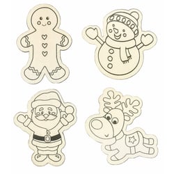 Aimants de Noël en bois à décorer 6x3cm 4 pièces