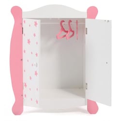 Armoire de poupée étoiles rose en bois - dressing, penderie - bayer chic 2000 - 51988 - meuble poupon