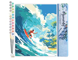 Peinture par Numéro Figured'Art - Surf à Hawaï - Kit de Loisir Créatif DIY Numéro d'Art Complet - 40x50cm sans châssis en bois