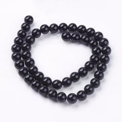 Fil de 36 perles ronde pierre naturelle fabrication bijoux ONYX NOIR 10 MM