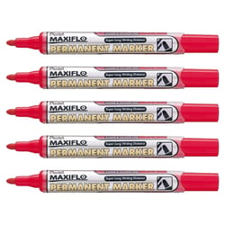 Lot de 5 marqueurs permanents PENTEL MAXIFLO NLF50 - Pointe conique 2 mm - Rouge