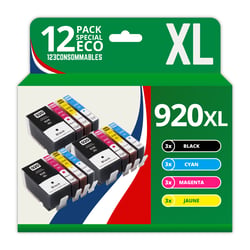 123CONSOMMABLES - 920XL - Pack de 12 Cartouches d'encre Compatible avec HP 920 XL - pour HP OfficeJet 6500A 6500 7500 6000 7500A 7000 - 123CONSOMMABLES