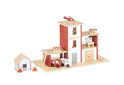Caserne de pompiers Ben avec accessoires - Pinolino - Rouge