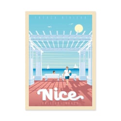 Affiche 50x70 cm - Nice Baie des anges - Olahoop Travel Posters