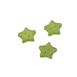 Lot de 3 boutons 2 trous étoile vert gazon 13mm
