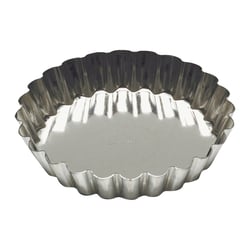 Tartelette ronde cannelée - fer blanc - fond fixe - Ø100/85 mm h18 mm