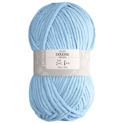 Pelote laine chenille |Prima mercerie| Pelote à tricoter bleu ciel| douce