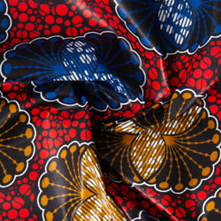 Tissu Wax africain n°607 sur fond Rouge