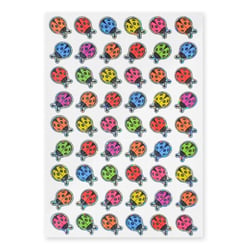 Stickers époxy pailletés coccinelles 1 x 1,4 cm 54 pièces