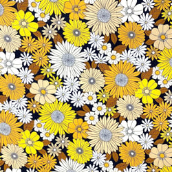Tissu Coton enduit Ibiza jaune sur fond Noir