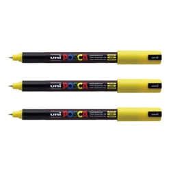 Lot de 3 marqueurs peinture pointe calibrée extra-fine 0,7 mm - POSCA - Jaune